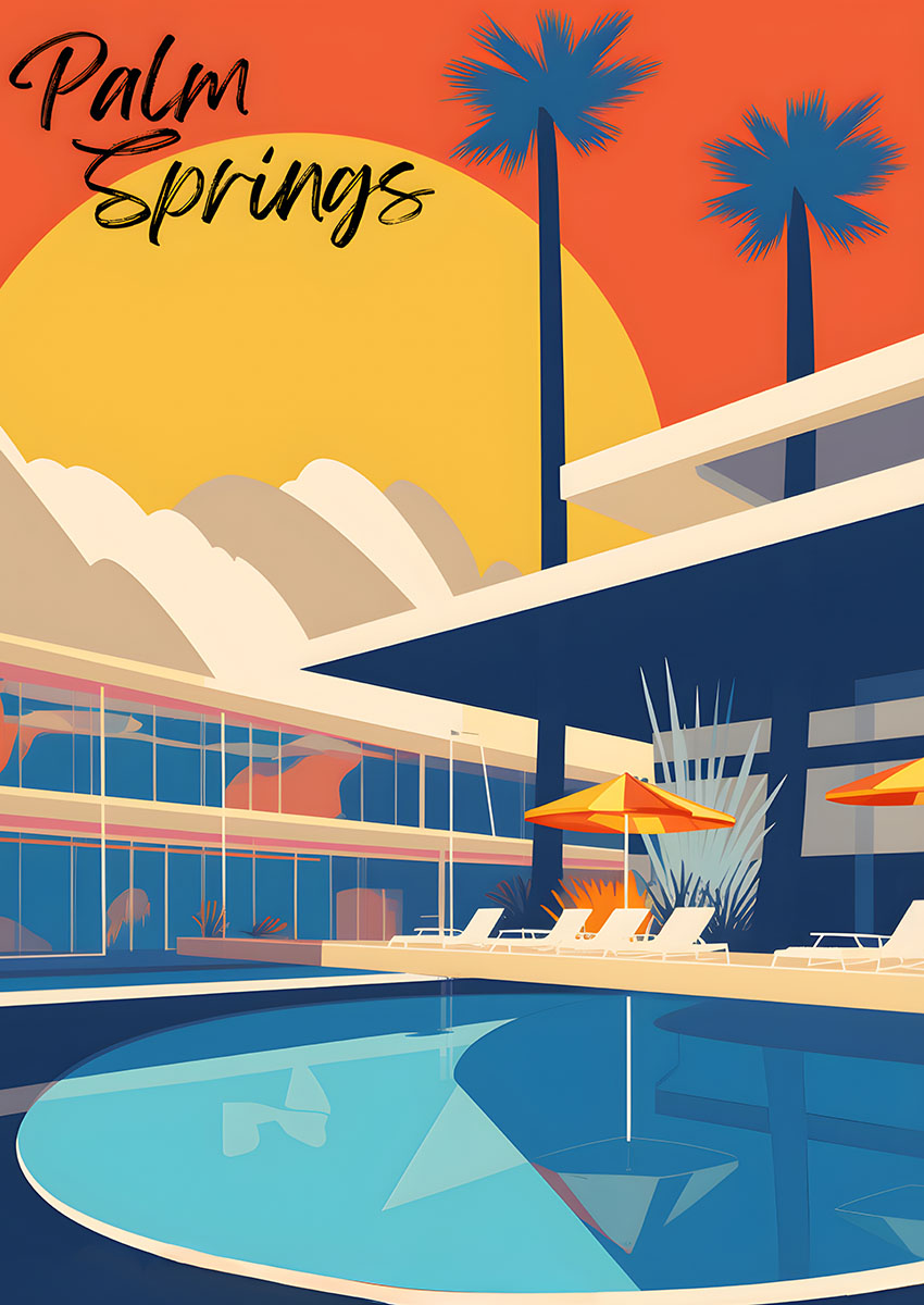 Palm Springs Travel Poster Canvas Print & Poster Wall Art - AI PRINT LAB